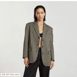 Everlane Black and Tan Plaid Blazer. ***size down*** see comments in last 2 pics